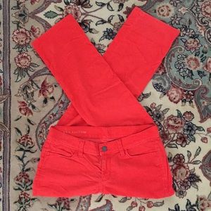 Ann Taylor coral corduroy skinny pants.